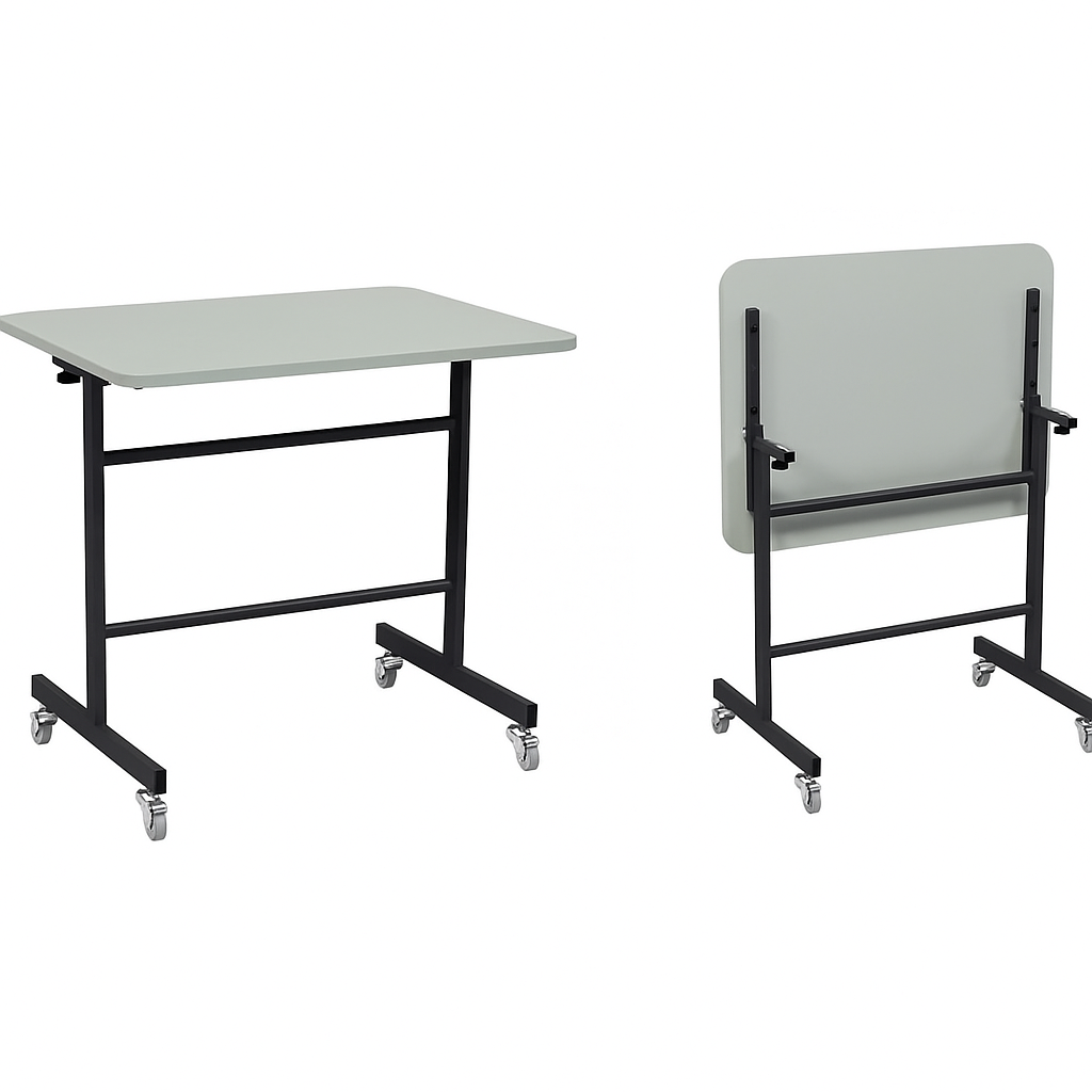 Стіл учнівський розкладний на металевому каркасі з квадратних та прямокутних труб, на коліщатках, ЛЕЛЕКА, 800х600х1050(750) мм.